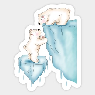 Polar Bear Helping Little Brother Sticker